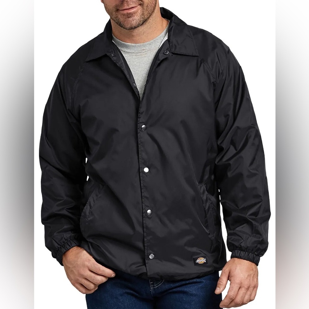 Dickies Windbreaker 76242BK MEN'S BLACK SNAP FRONT JACKET xl